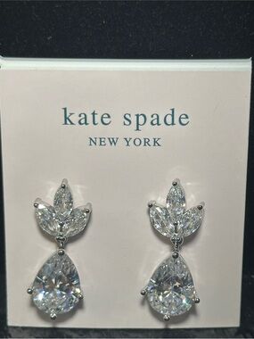Kate Spade New York Crystal Marquise & Pear Drop Statement Earrings| Silver Tone